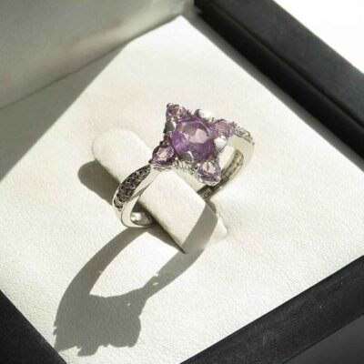 Bague en argent avec améthyste pour femmes Sara