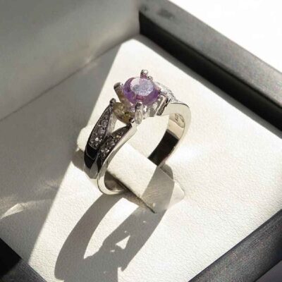 Bague en argent avec améthyste pour femmes Sanaz