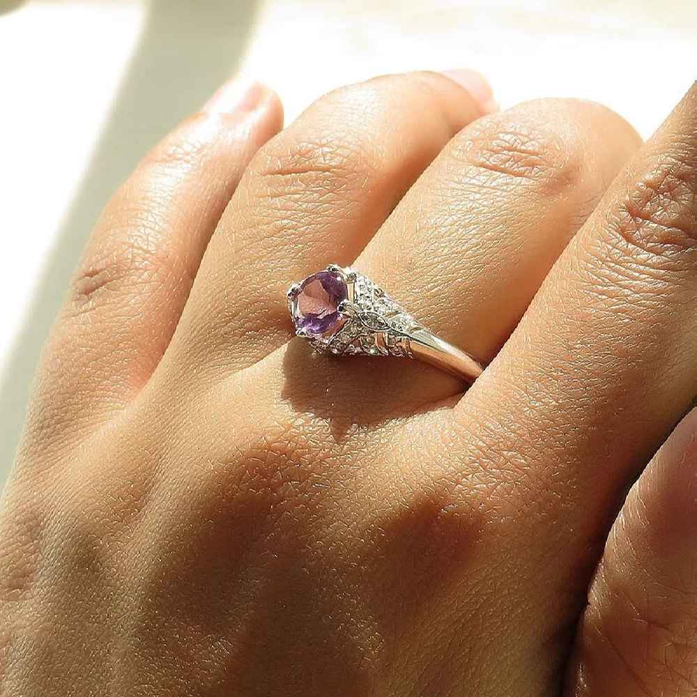 Bague en argent avec améthyste pour femmes Sahar