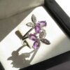 Bague en argent avec améthyste pour femmes Papillon