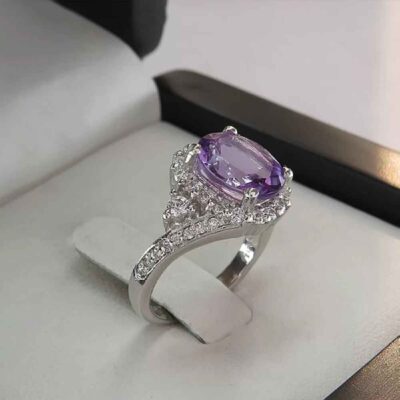 Bague en argent avec améthyste pour femmes Princesse