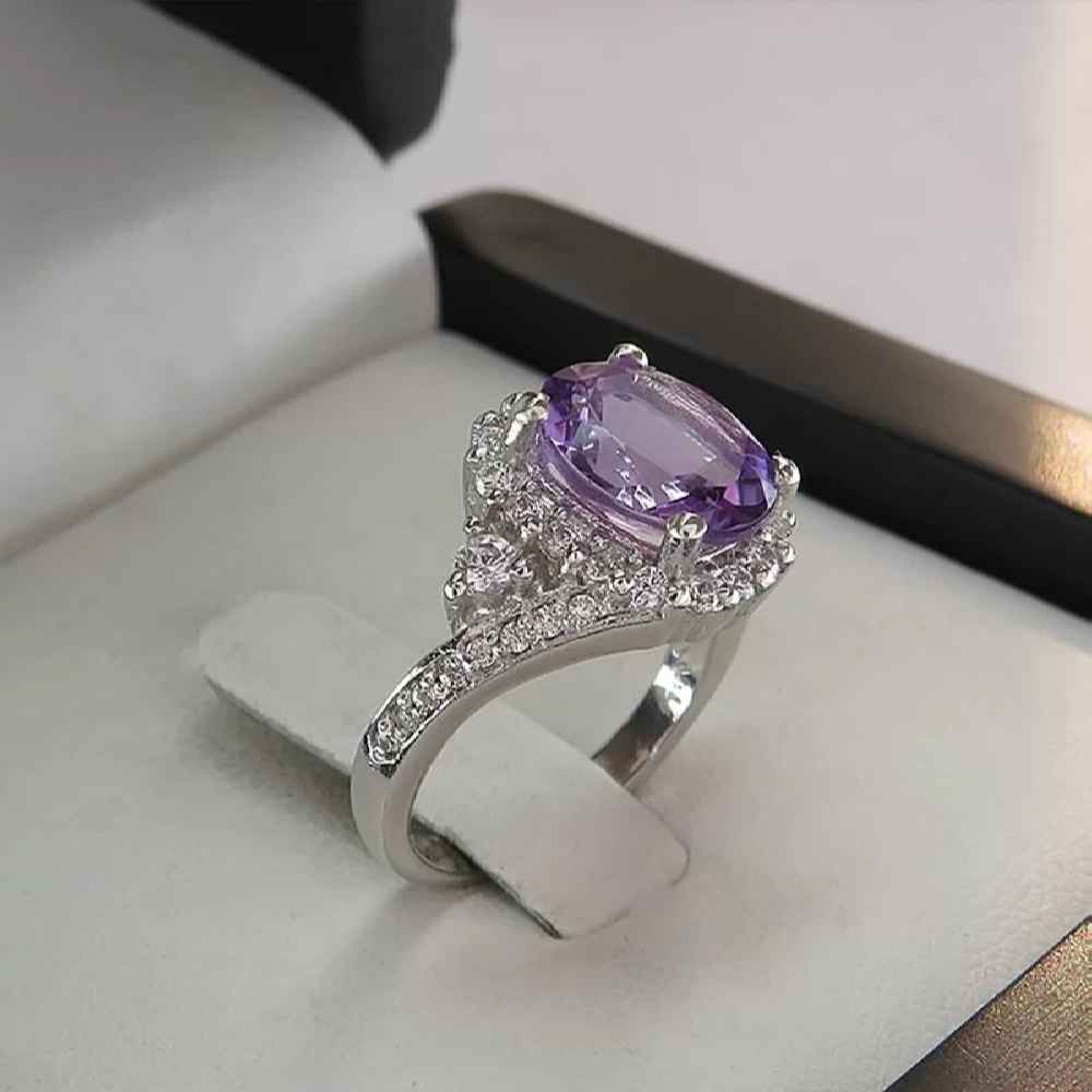 Bague en argent avec améthyste pour femmes Princesse