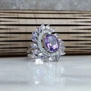 Bague en argent avec améthyste pour femmes Mona