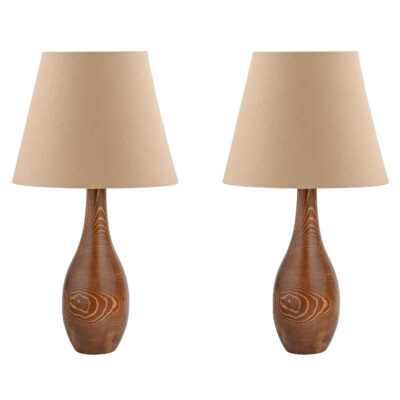 Ensemble de 2 lampes de table en bois – modèle artisanal Safa