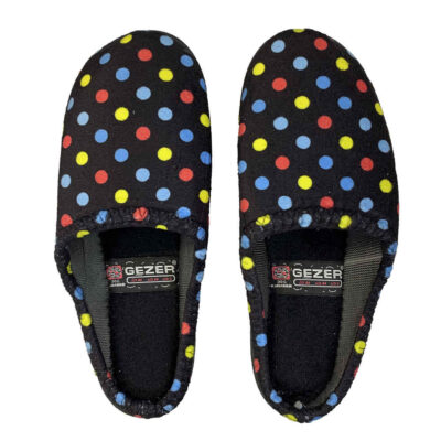Chaussons Noirs Doux pour Femme – Modèle Pois