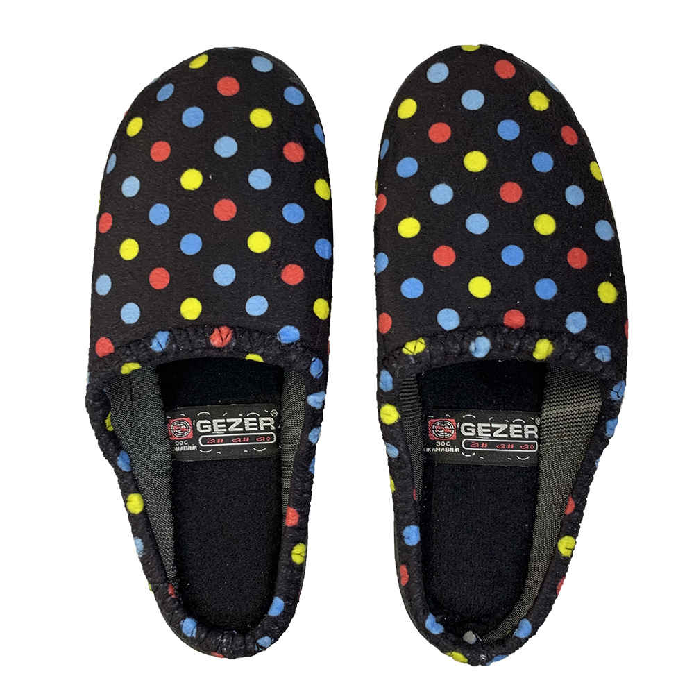 Chaussons Noirs Doux pour Femme – Modèle Pois