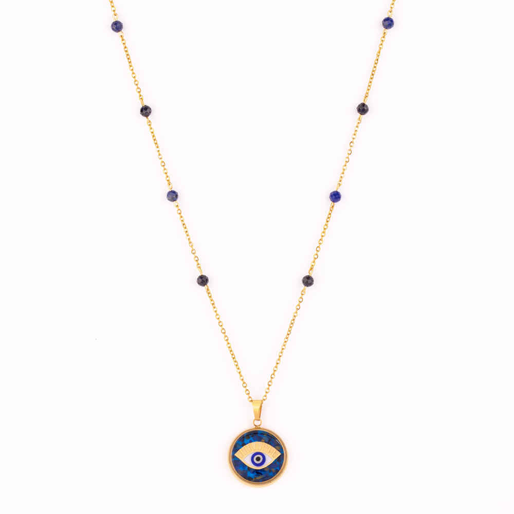 Collier plaqué or persan pour femmes Janan avec œil maléfique
