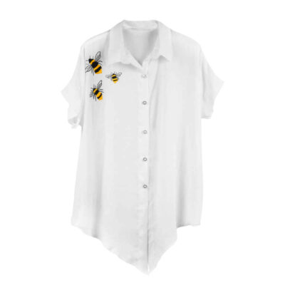 Chemise brodée à manches courtes pour femmes Modèle Bee