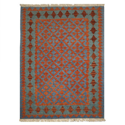 Tapis Kilim en laine persane tissé à la main Traditionnel Qashqai Borna