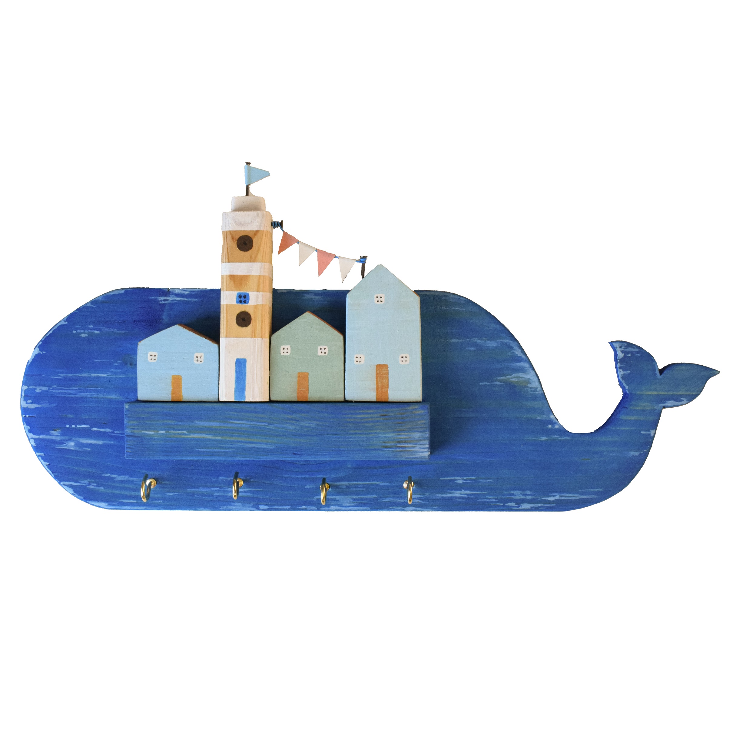 Porte-clés mural décoratif et fait main avec design Baleine
