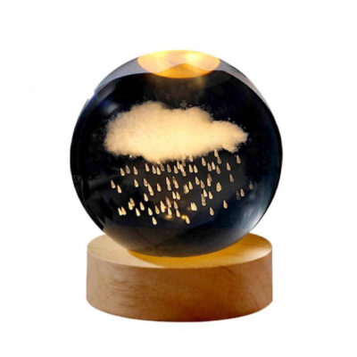 Lampe boule de cristal – veilleuse fantaisie nuage & pluie