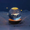 Lampe boule de cristal – veilleuse fantastique lune & baleine