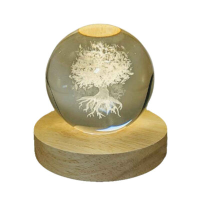 Lampe boule de cristal – veilleuse fantaisie arbre de vie