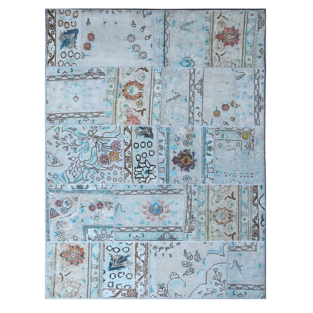 Tapis patchwork noué à la main persan vintage Amiran