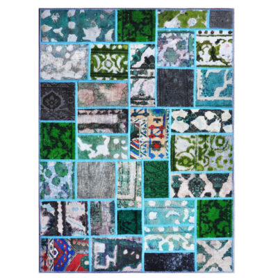 Tapis patchwork noué à la main persan vintage Amirkhiz