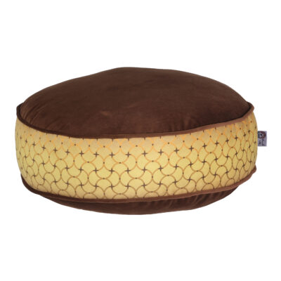 Pouf boho rond en velours inspiré de l’art persan marron Noyan