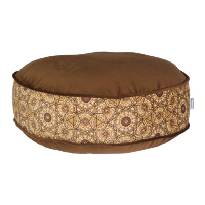 Pouf boho rond en velours inspiré de l’art persan marron Yaghma