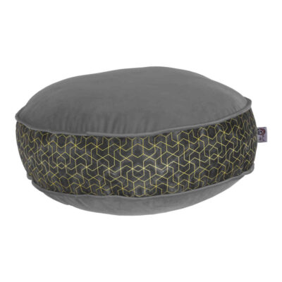 Pouf boho rond en velours inspiré de l’art persan gris Arman