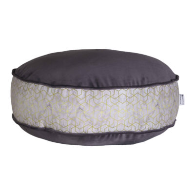 Pouf boho rond en velours inspiré de l’art persan gris Jalal