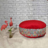Pouf boho rond en velours inspiré de l'art persan rouge Karina