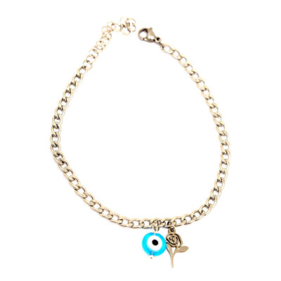 Bracelet Cheville en Acier Cheshm Nazar Modèle Rose