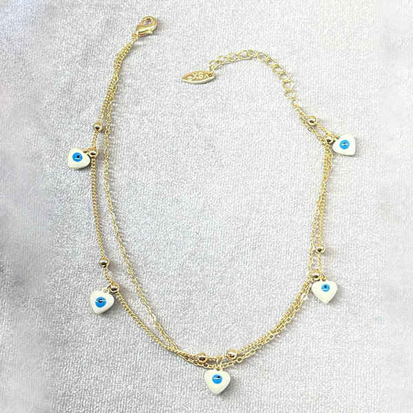 Bracelet Cheville en Acier Cheshm Nazar Modèle Nahid (Version Empilée)