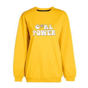 Sweat-shirt jaune décontracté pour femme Modèle Power Girl