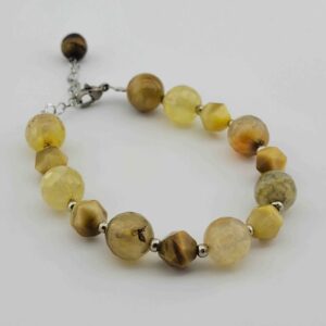 Bracelet Perlé pour Femme – Œil de Chat & Quartz