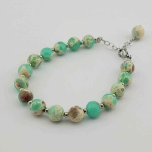 Bracelet Perlé pour Femme – Jaspe Océanique