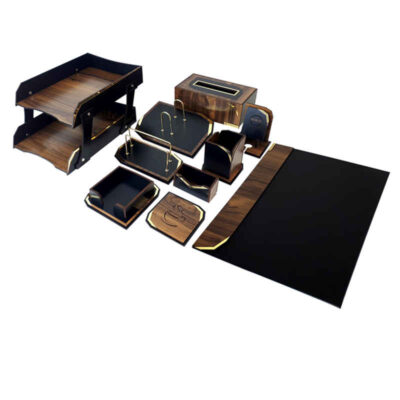 Organiseur de bureau en bois – Modèle Avang (10 pièces)