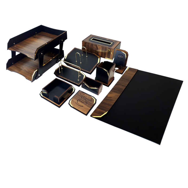 Organiseur de bureau en bois – Modèle Avang (10 pièces)