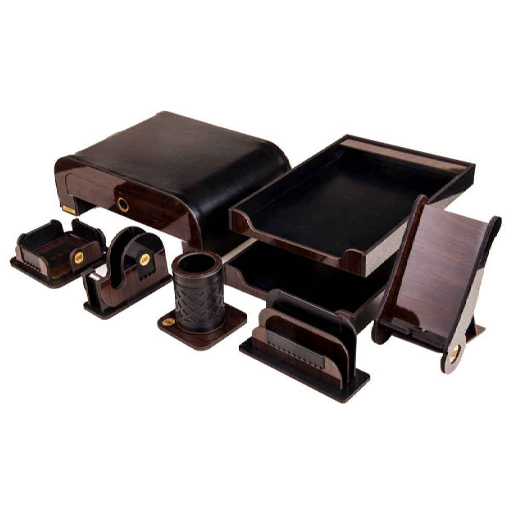 Accessoires organiseur de bureau en bois – Modèle Farnaz (8 pièces)