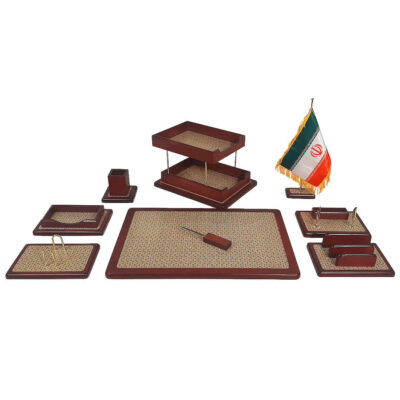 Accessoires organiseur de bureau en bois – Modèle Modalin (9 pièces)