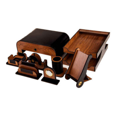 Accessoires organiseur de bureau en bois – Modèle West (8 pièces)