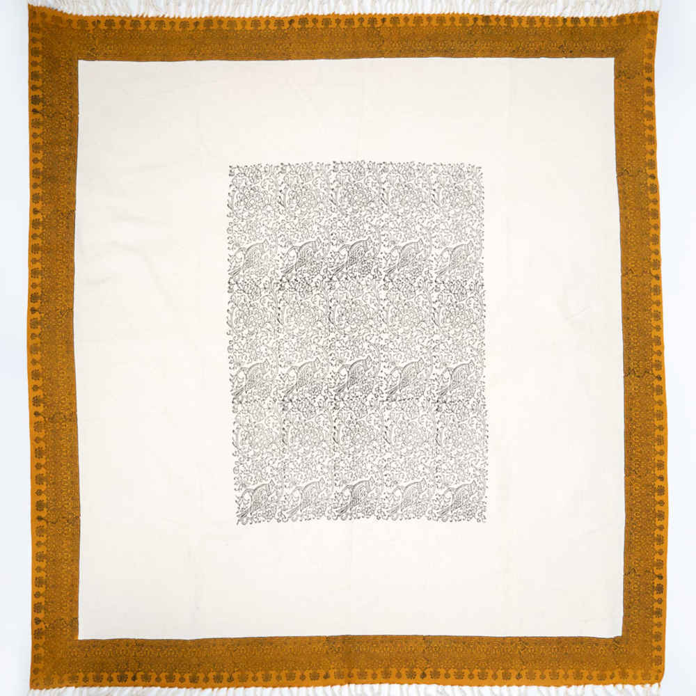 Nappe en lin imprimé au block modèle Gol o Morgh