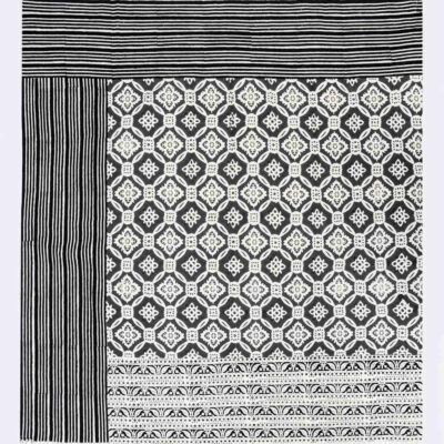 Nappe en lin imprimé au block modèle Khajoo