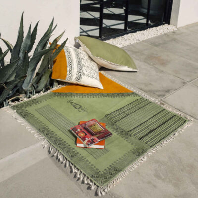 Nappe en lin imprimé au block modèle Khormaloo