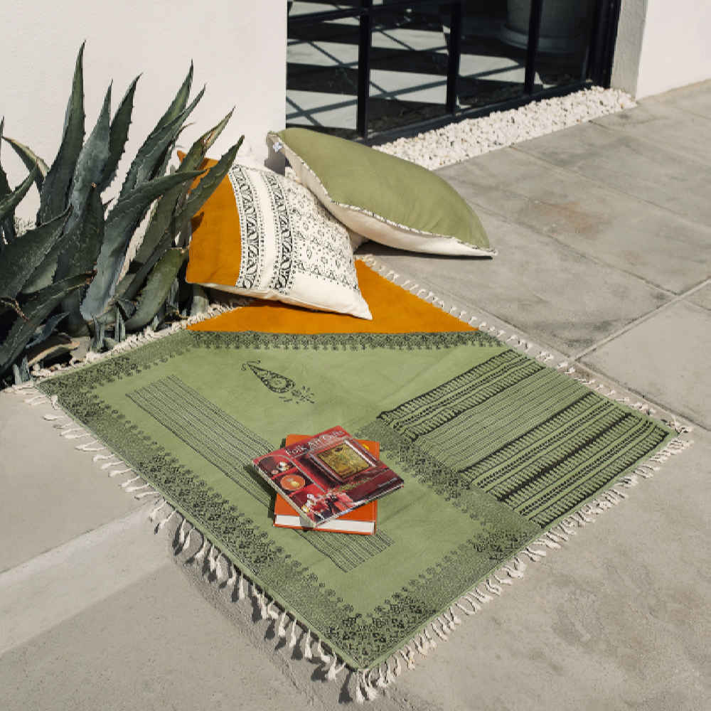 Nappe en lin imprimé au block modèle Khormaloo