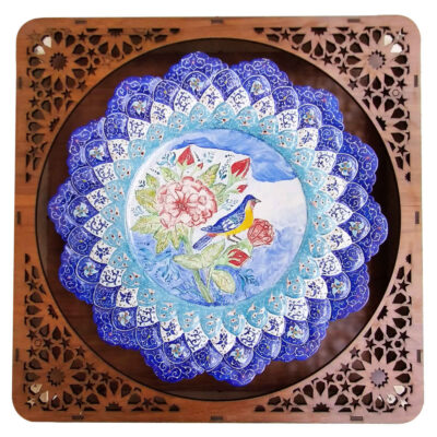 Assiette Décorative en Cuivre Peinte à la Main avec Émail Persan Minakari Florale