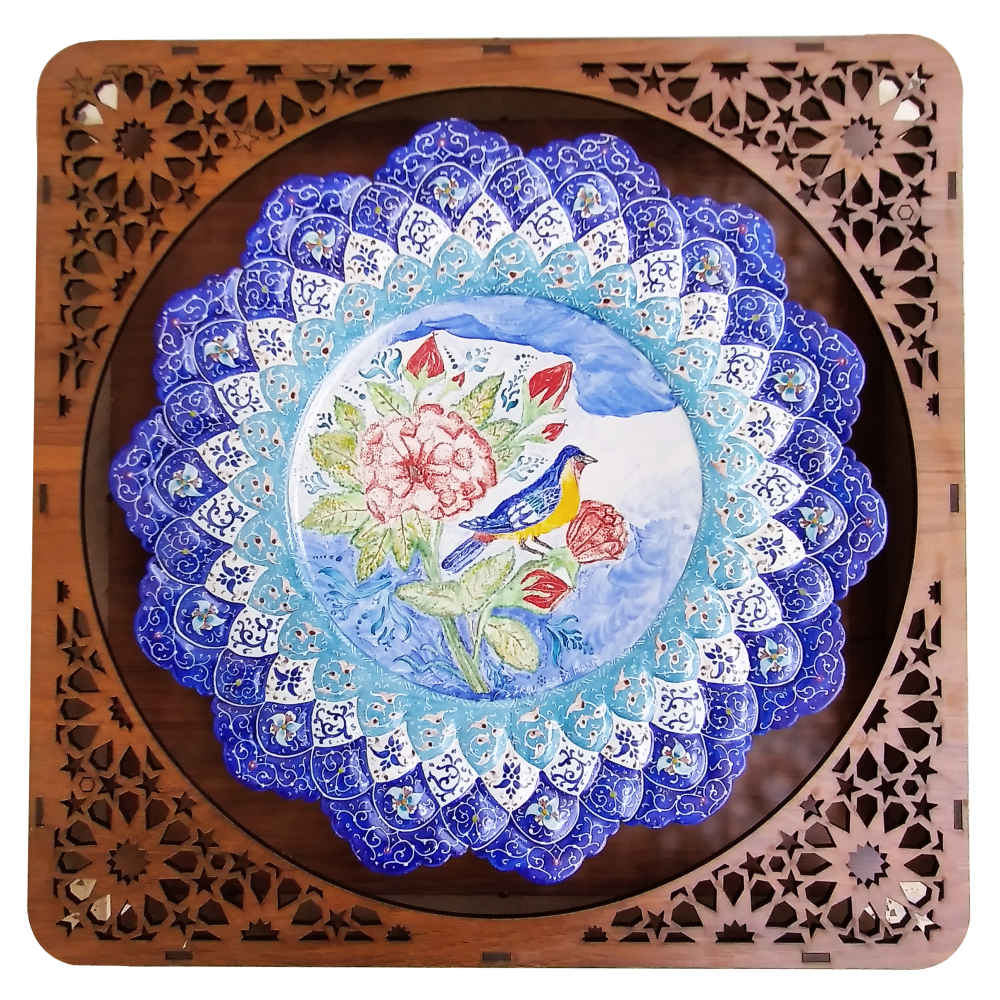 Assiette Décorative en Cuivre Peinte à la Main avec Émail Persan Minakari Florale