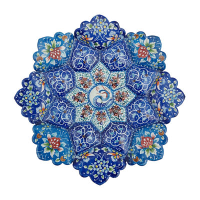 Assiette Décorative en Cuivre Peinte à la Main avec Émail Persan Minakari Florale