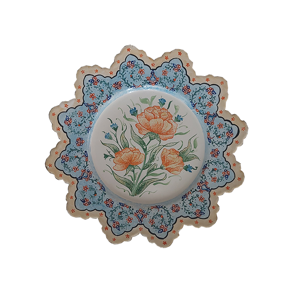 Assiette Décorative en Cuivre Peinte à la Main avec Émail Persan Minakari Florale