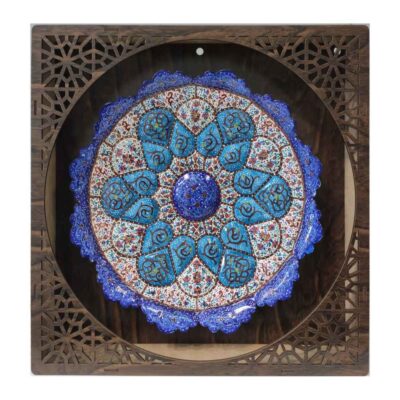 Assiette Décorative en Cuivre Peinte à la Main avec Émail Persan Minakari Tanin