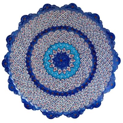 Assiette Décorative en Cuivre Peinte à la Main avec Émail Persan Minakari Nastaran