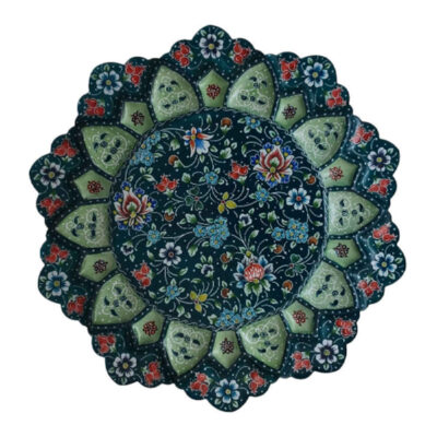 Assiette Décorative en Cuivre Peinte à la Main avec Émail Persan Minakari Florale