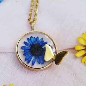 Pendentif Collier Résine Femme Artisanal Papillon