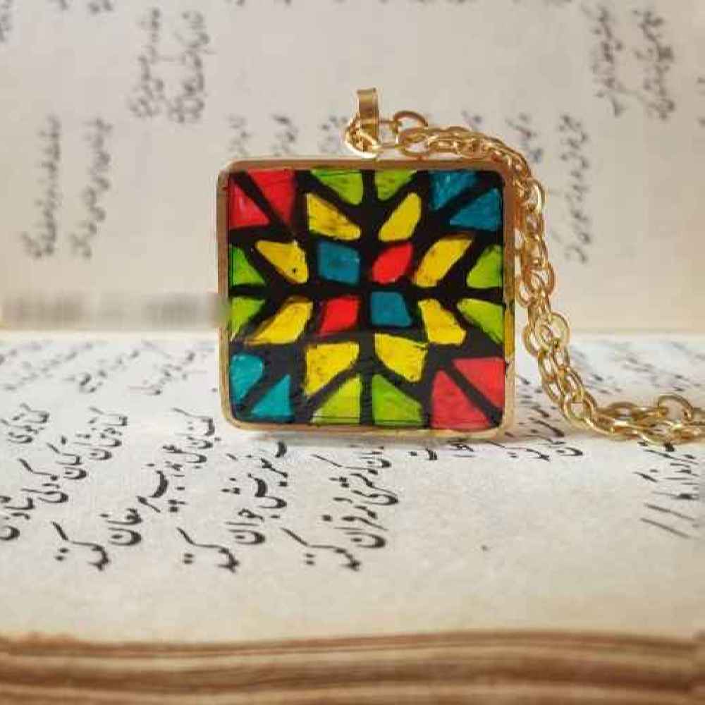 Pendentif Collier Résine Femme Artisanal Coloré