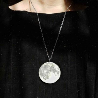 Pendentif Collier Résine Femme Artisanal Lune
