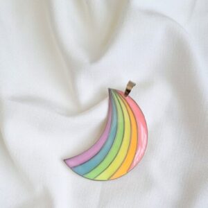 Pendentif Collier Résine Femme Artisanal Arc-en-ciel