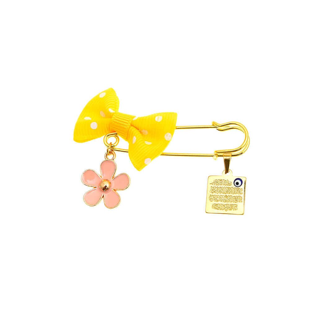Broche épingle de sûreté islamique dorée pour enfants Fleur